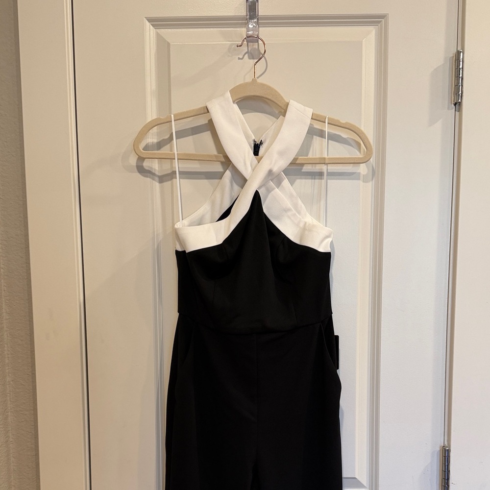 NWT- Express Black and White Halter Jumpsuit